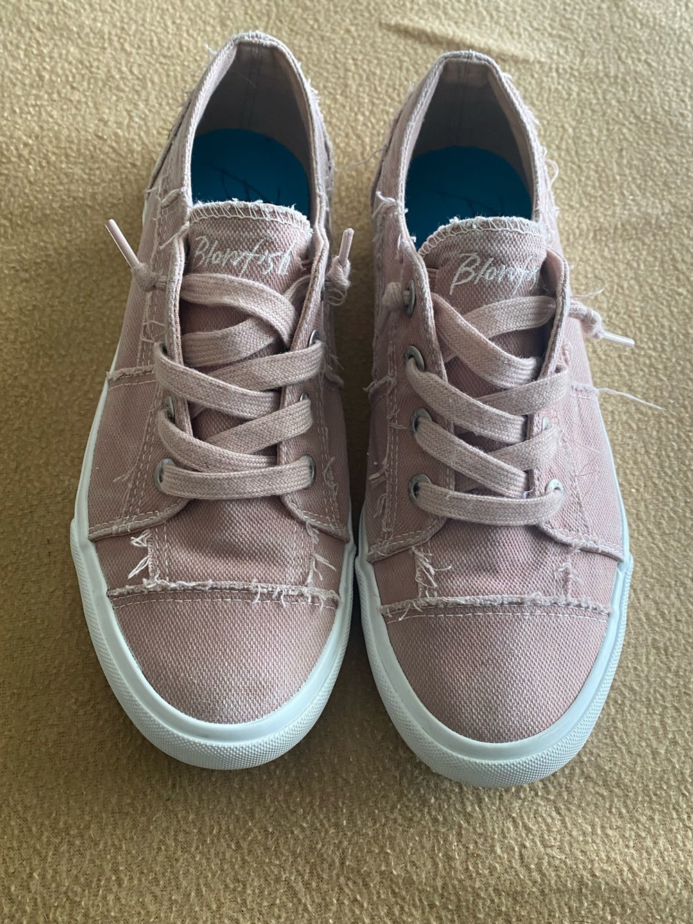 Blowfish Distressed Blush Pink Frayed Canvas Low-Top Slip On Sneakers